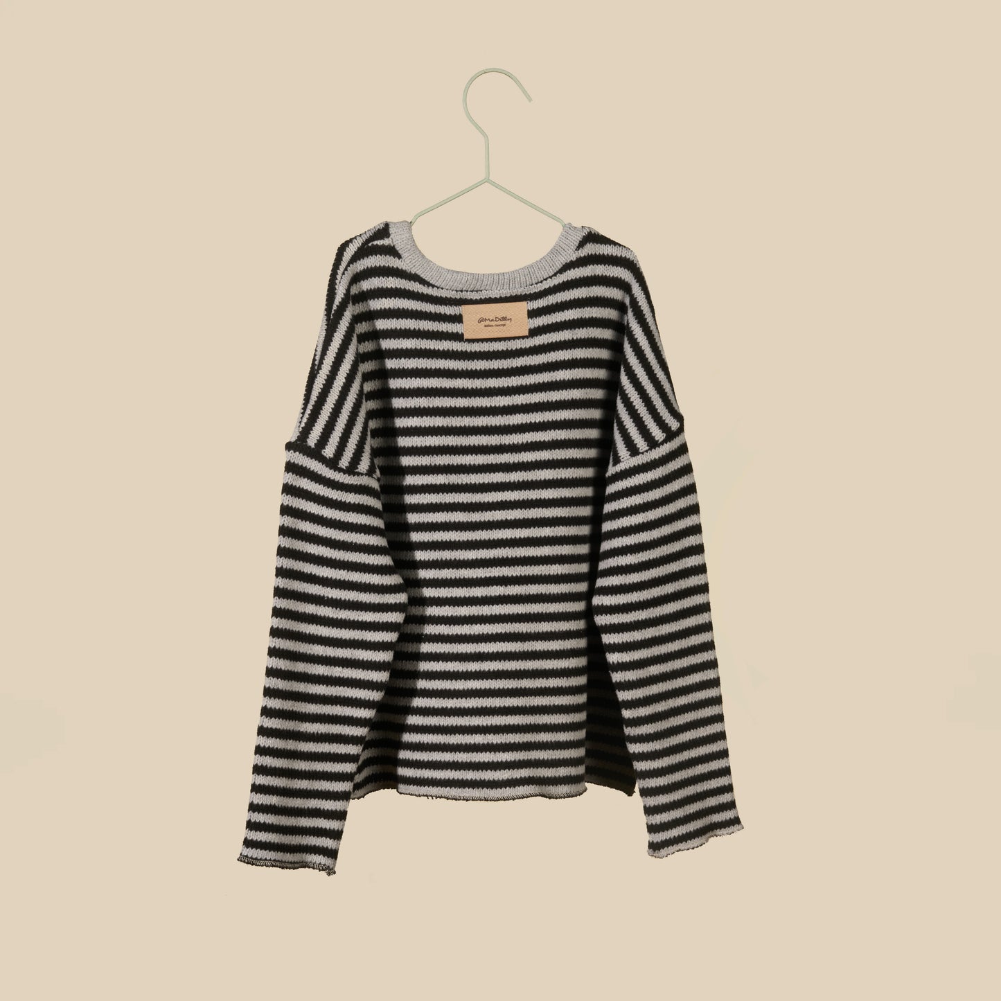 Maglione tricot a righe grigio-nero