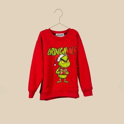 Felpa rossa girocollo GrinchMas!