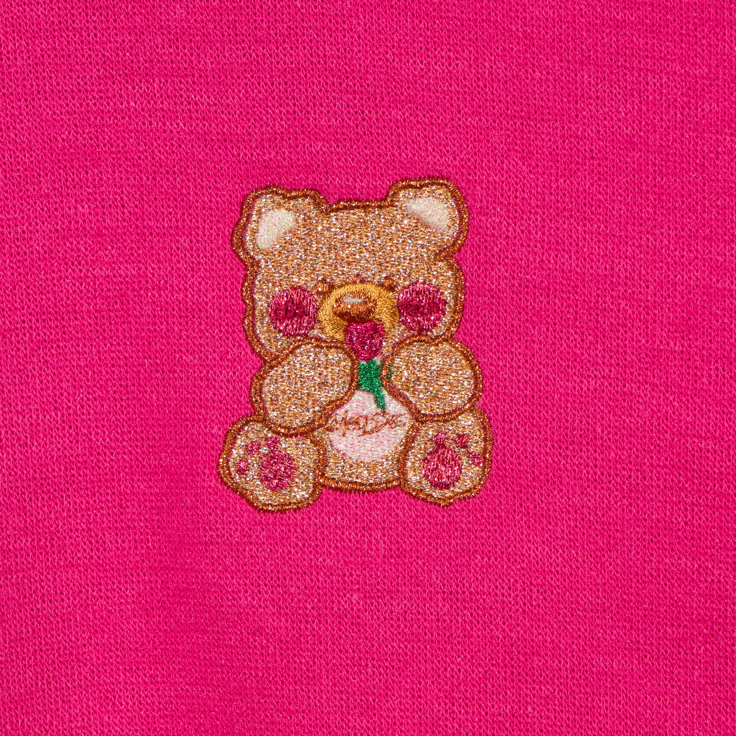 Maglia in caldo cotone fuxia con orsetto