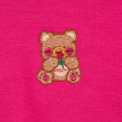 Maglia in caldo cotone fuxia con orsetto