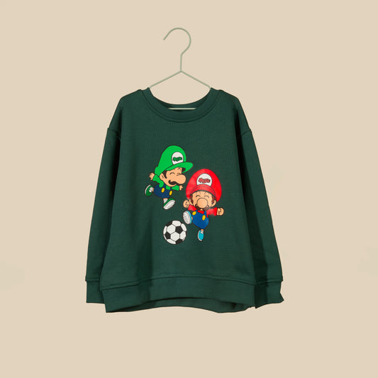 Felpa verde con Mario e Luigi
