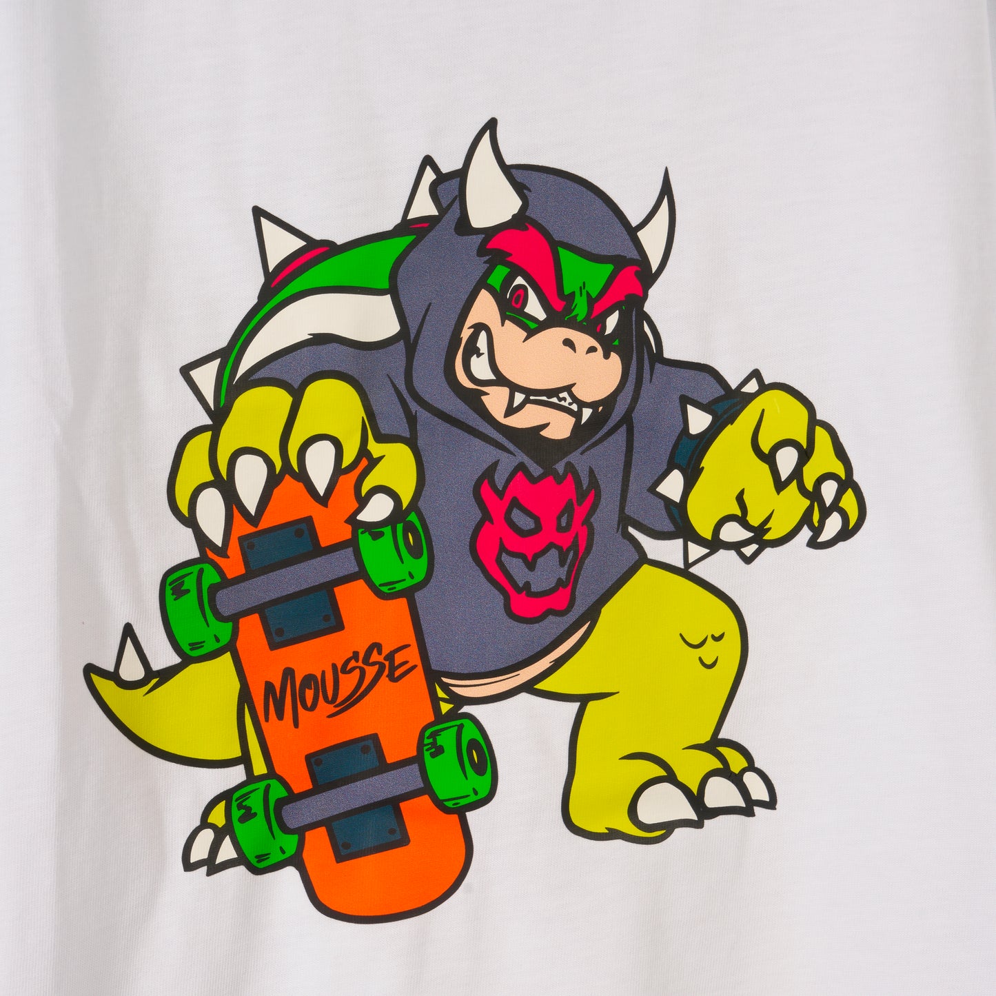 T-shirt bianca manica lunga Bowser