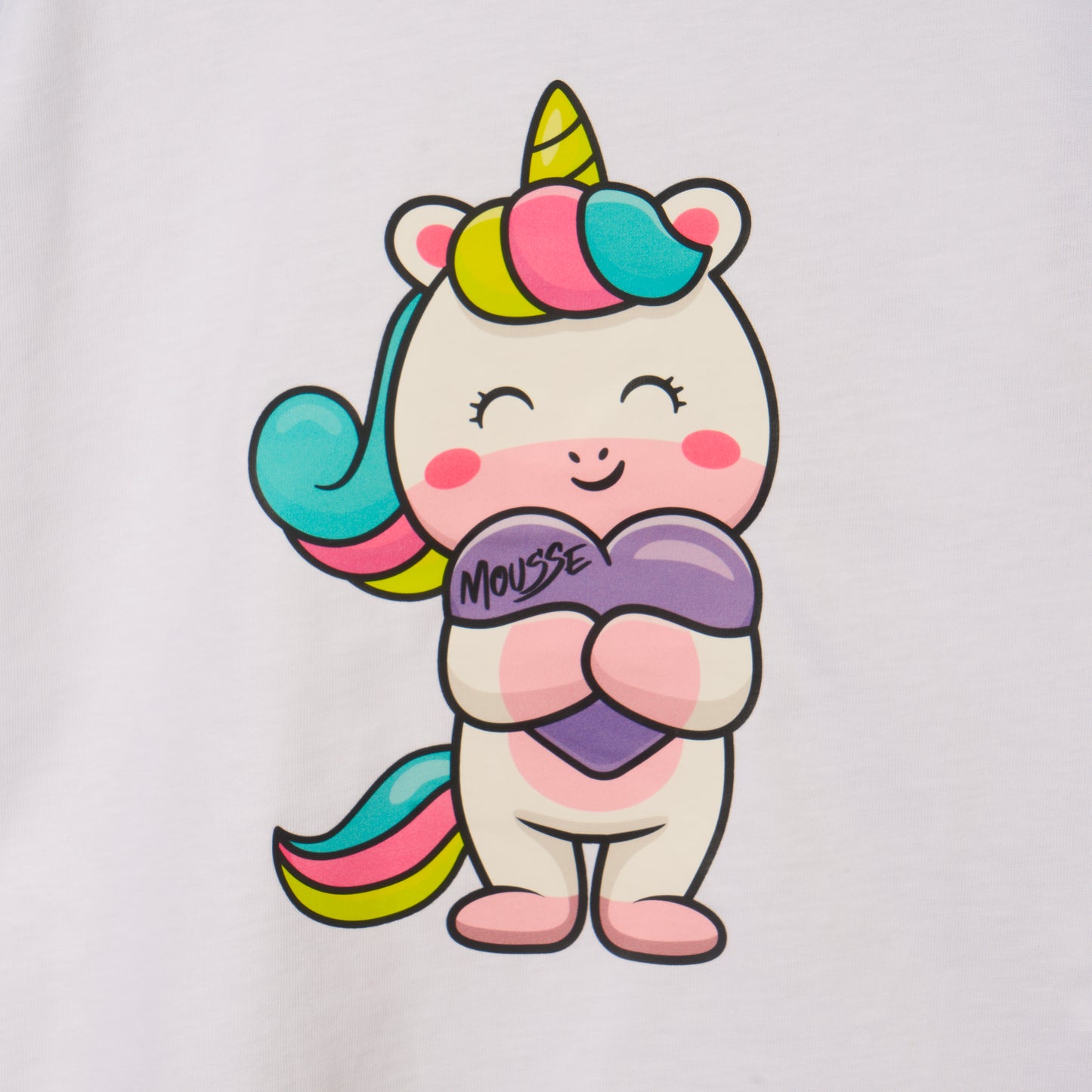 T-shirt bianca manica lunga Unicorno