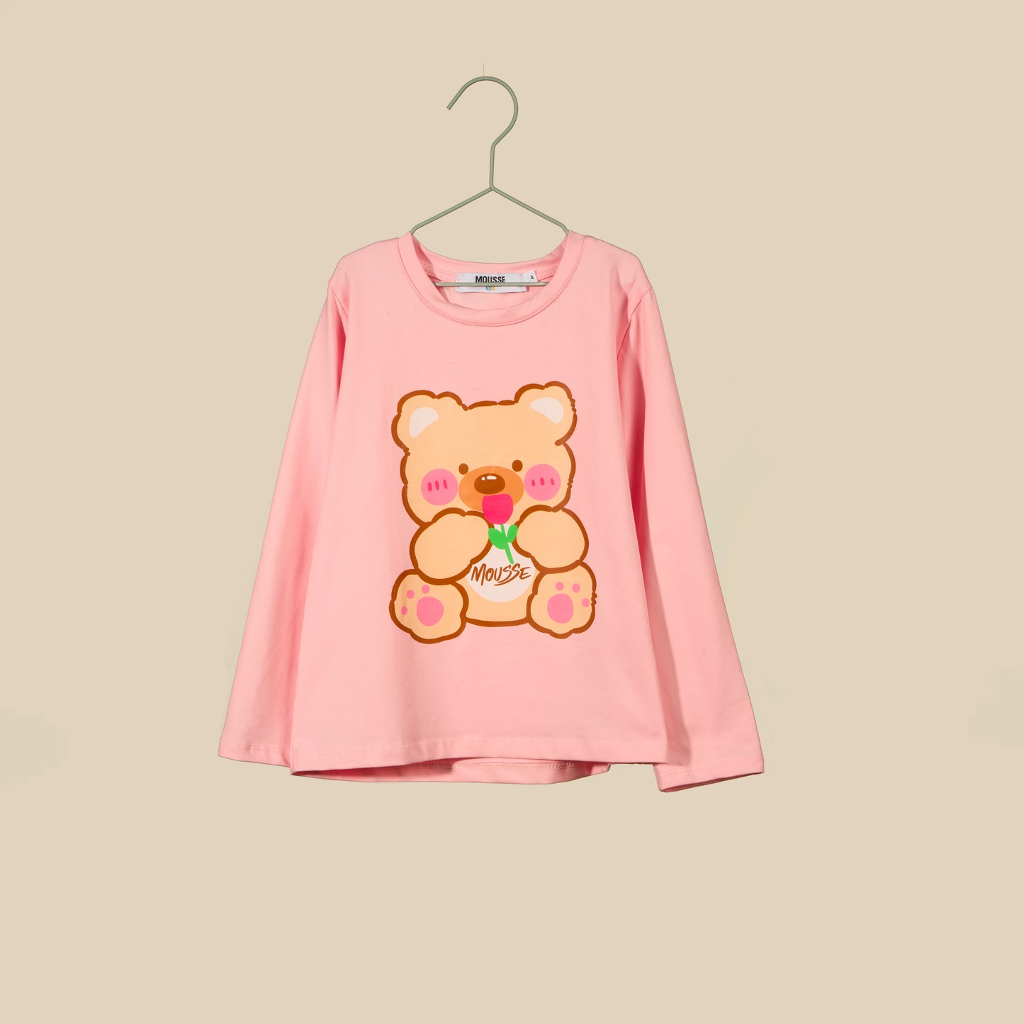 T-shirt rosa manica lunga Orsetto