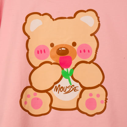 T-shirt rosa manica lunga Orsetto