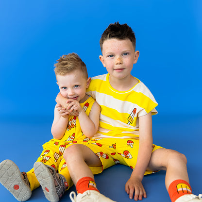 Shorts gialli con stampa ghiaccioli