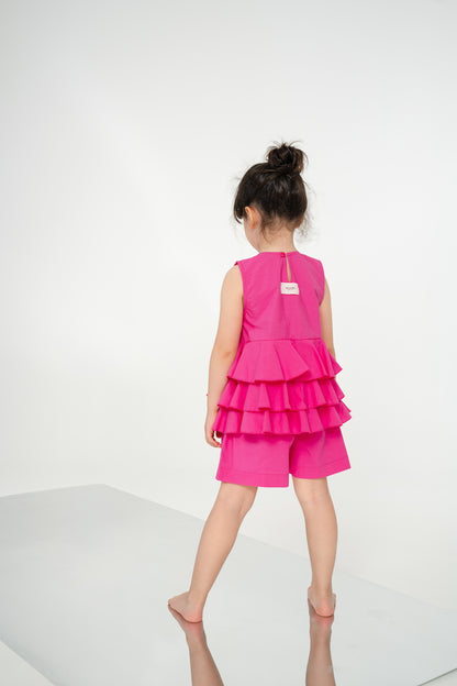 Shorts in cotone croccante color azalea