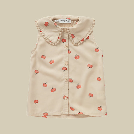 Camicia senza maniche con mele all-over