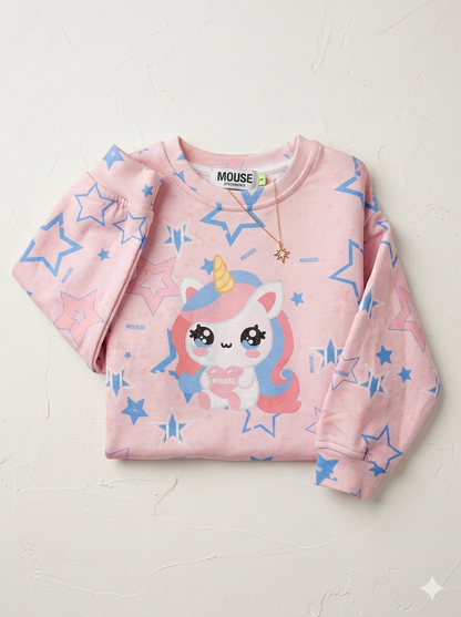 Felpa rosa Unicorn star