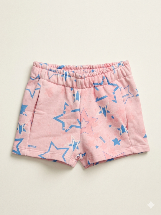 Shorts in tuta rosa con stelle