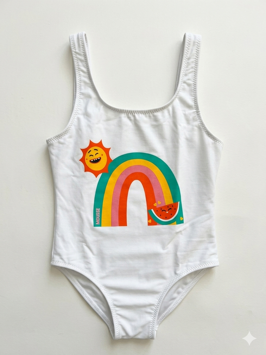 Costume intero bianco arcobaleno