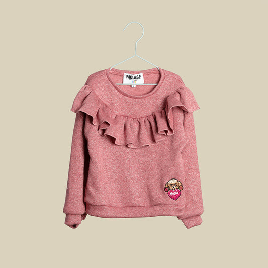 Felpa con rouches in lurex rosa