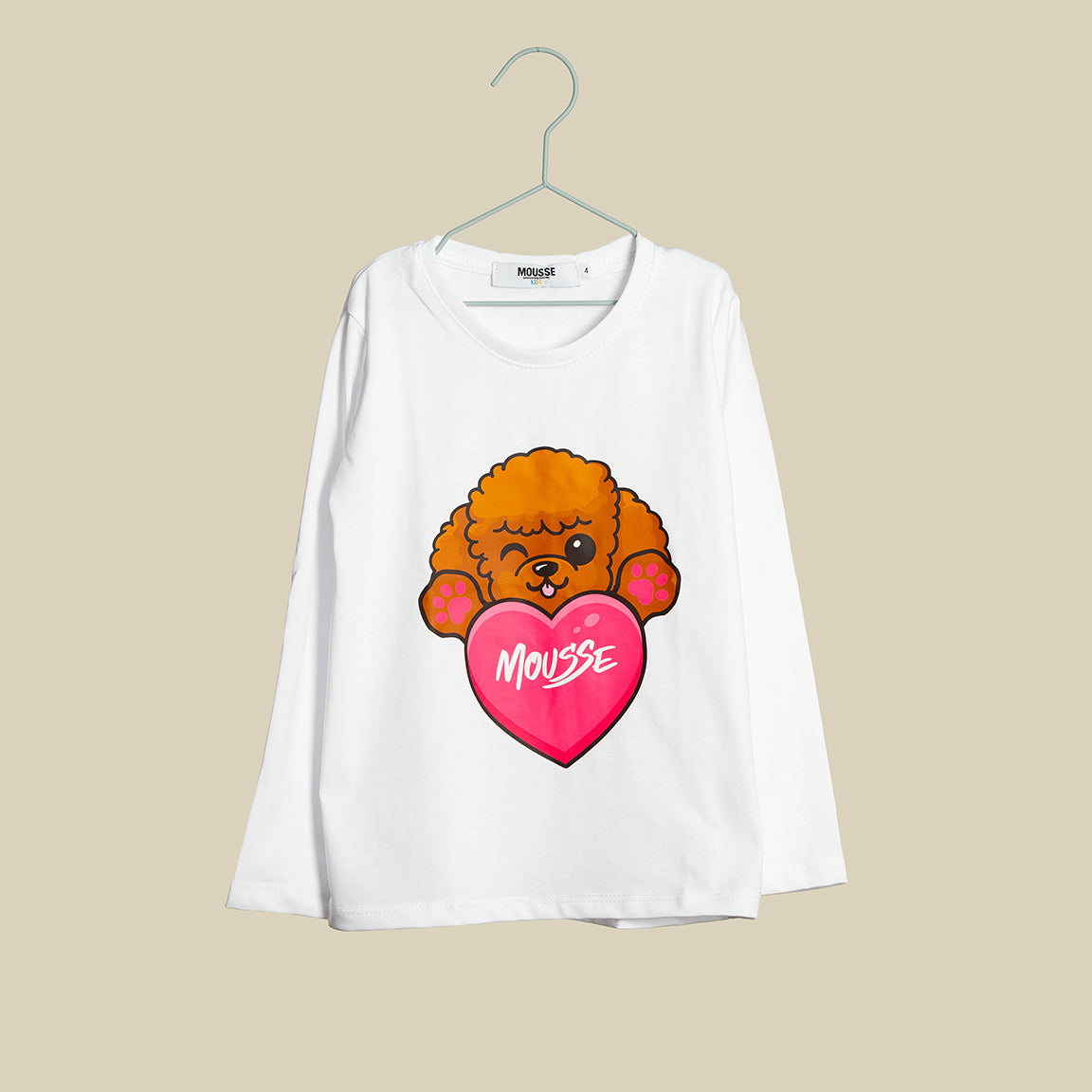 T-shirt bianca manica lunga con Arthur