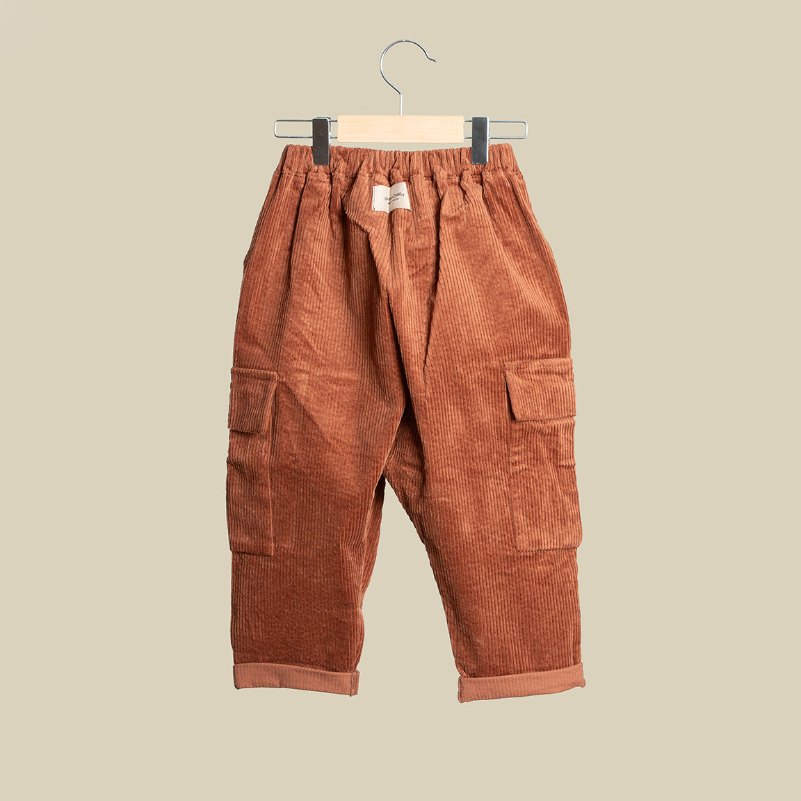 Pantalone baggy velluto a costine color tabacco