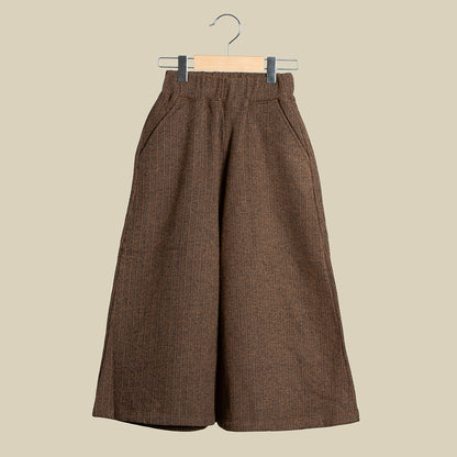Pantalone gamba larga gessato caffè