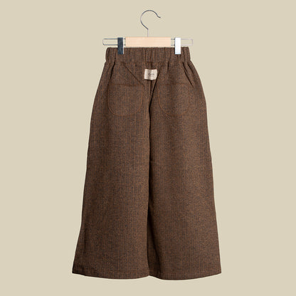 Pantalone gamba larga gessato caffè
