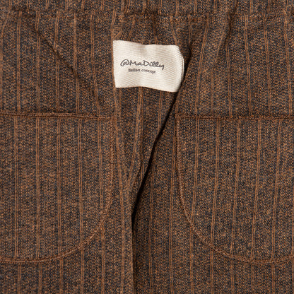 Pantalone gamba larga gessato caffè