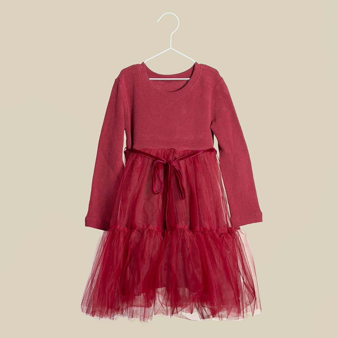 Vestito in caldo cotone color granata