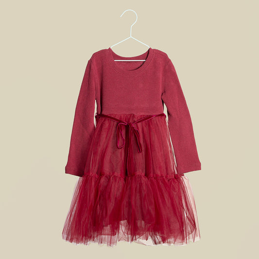 Vestito in caldo cotone color granata