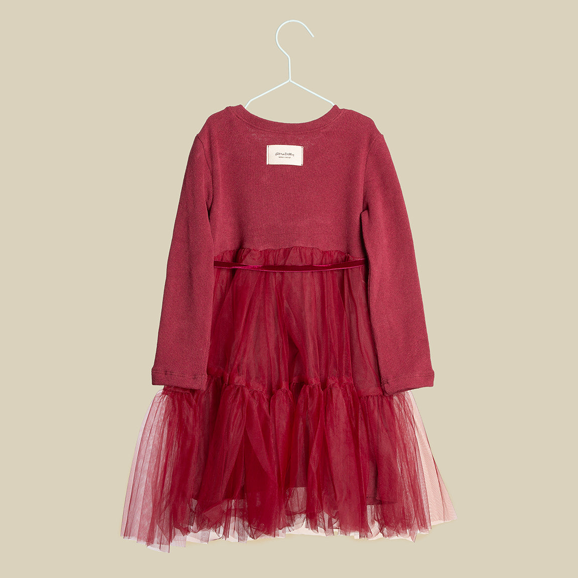 Vestito in caldo cotone color granata