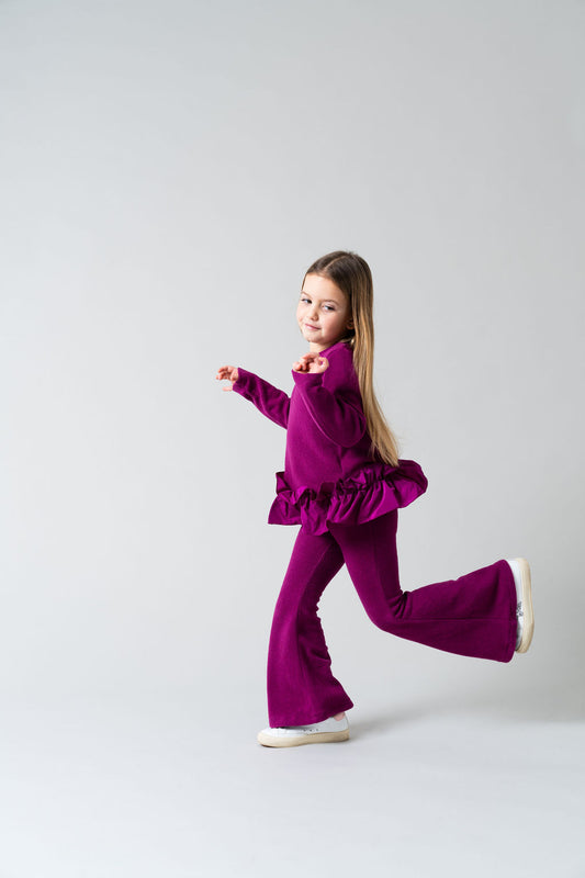 Pantalone scampanato in caldo cotone orzo