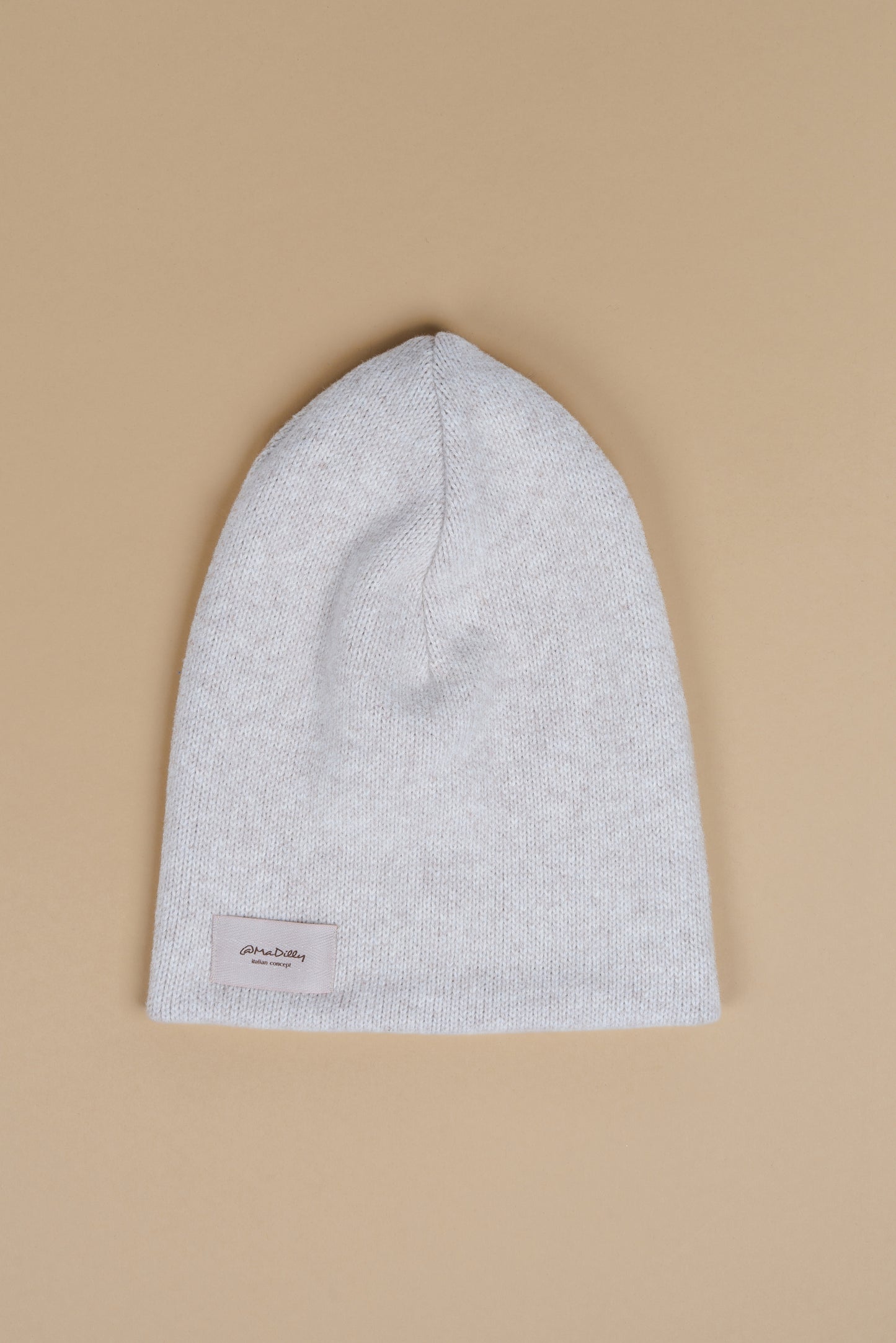 Cappellino in maglia tricot cashmire-hand color orzo