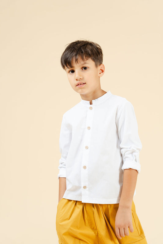 Camicia bianca coreana in cotone