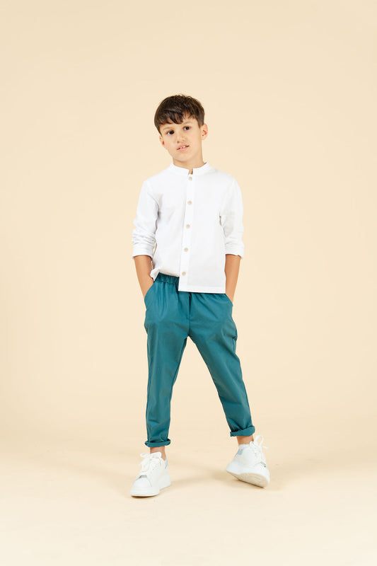 Camicia bianca coreana in cotone