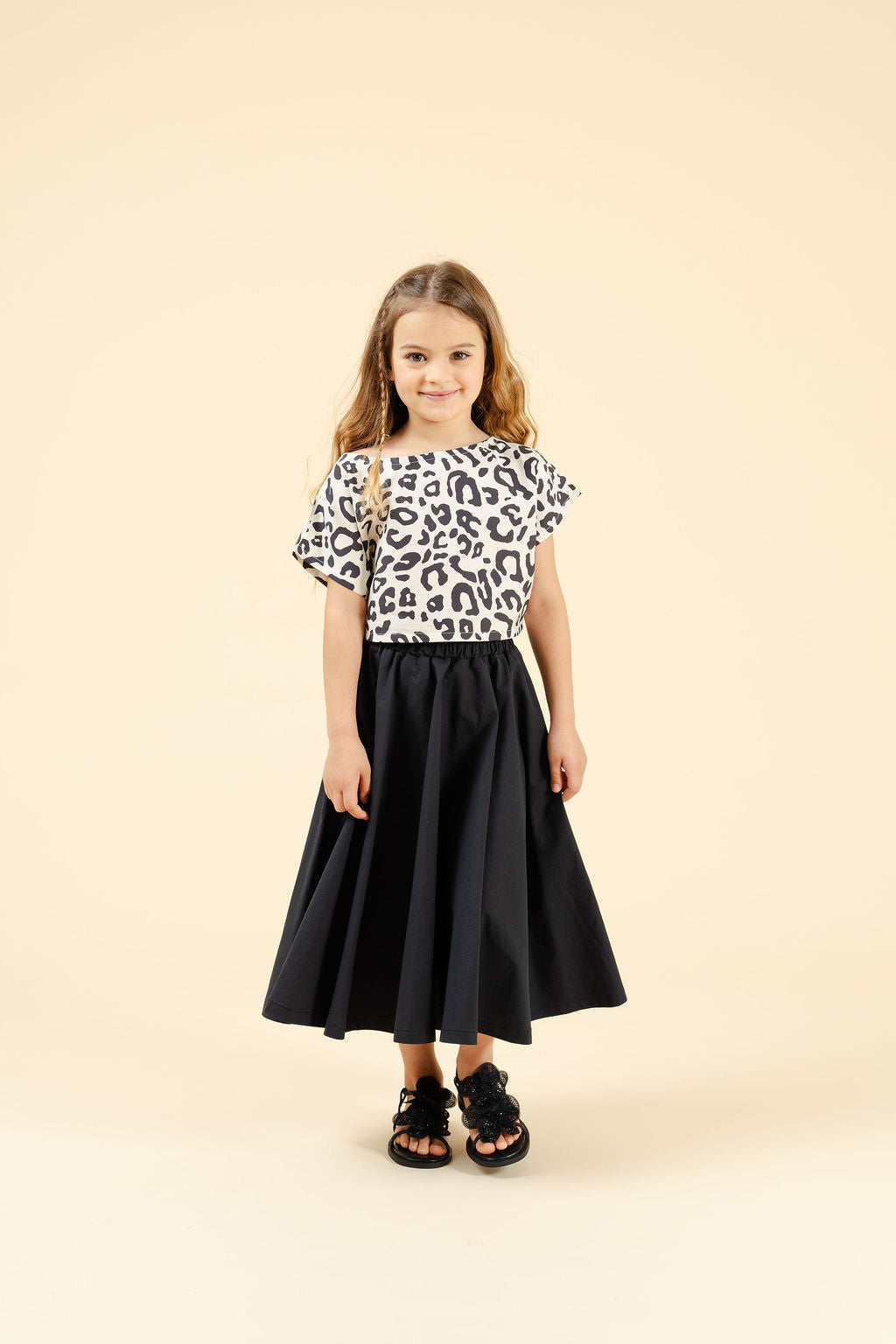 Top crop leopard in cotone