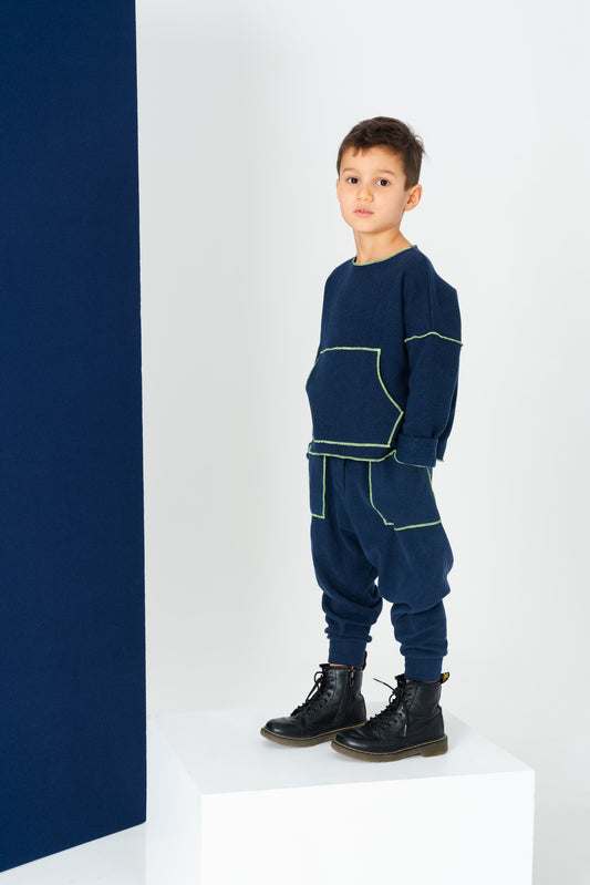 Pantalone jogger in caldo cotone blu