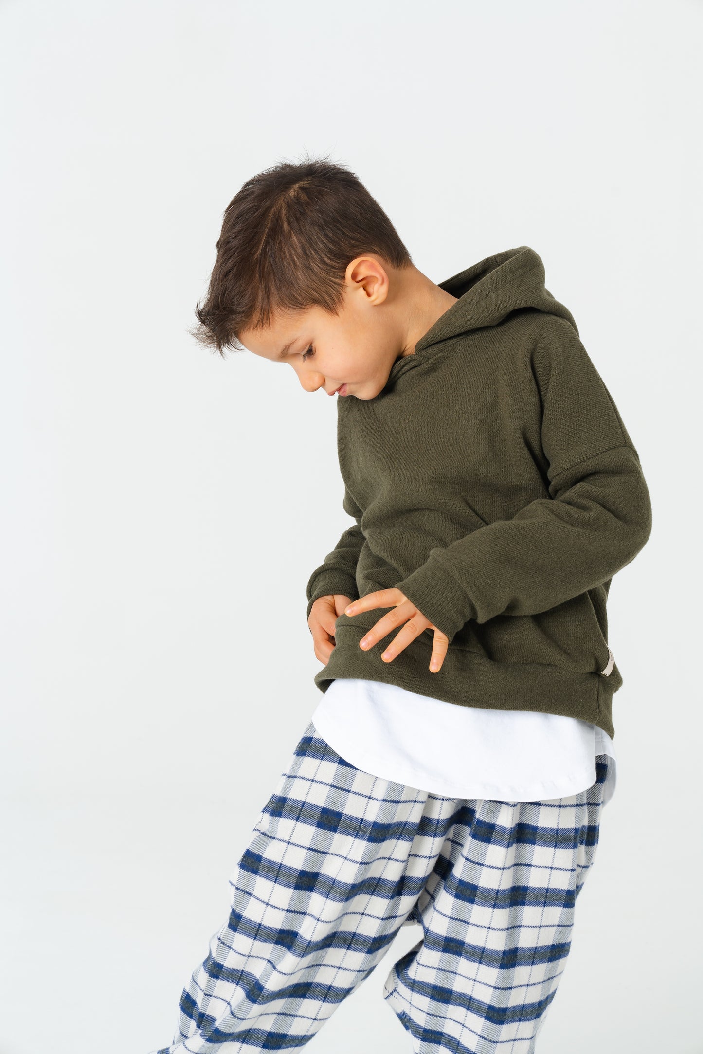 Felpa in caldo cotone verde militare