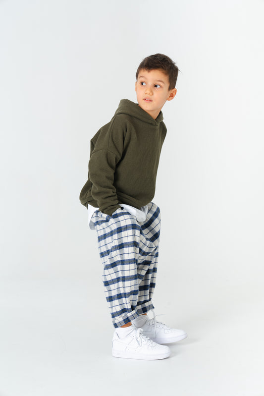 Pantalone jogger in flanella a quadretti