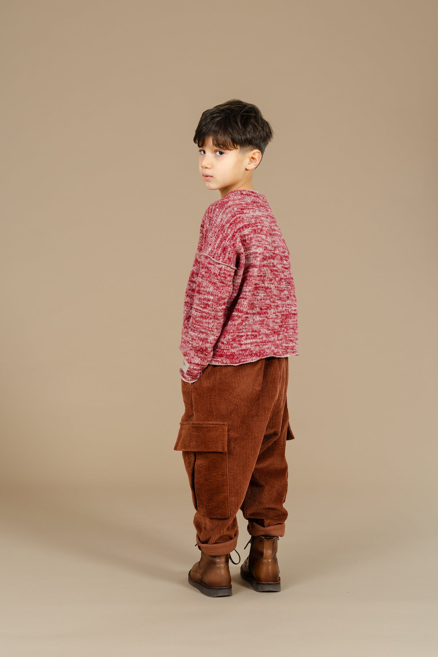 Pantalone baggy velluto a costine color tabacco