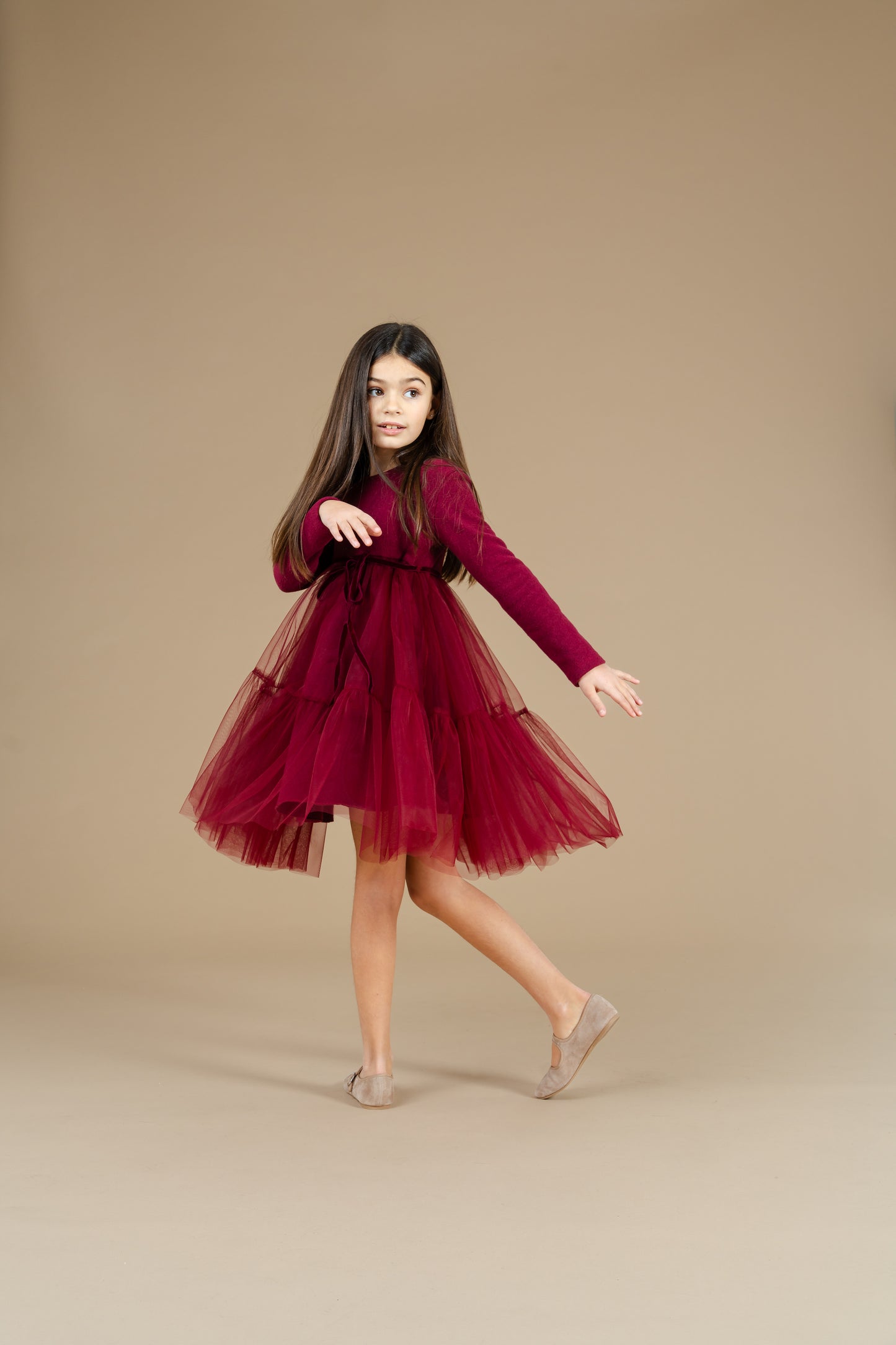 Vestito in caldo cotone color granata