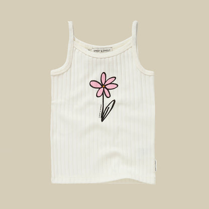 Top bianco con margherita
