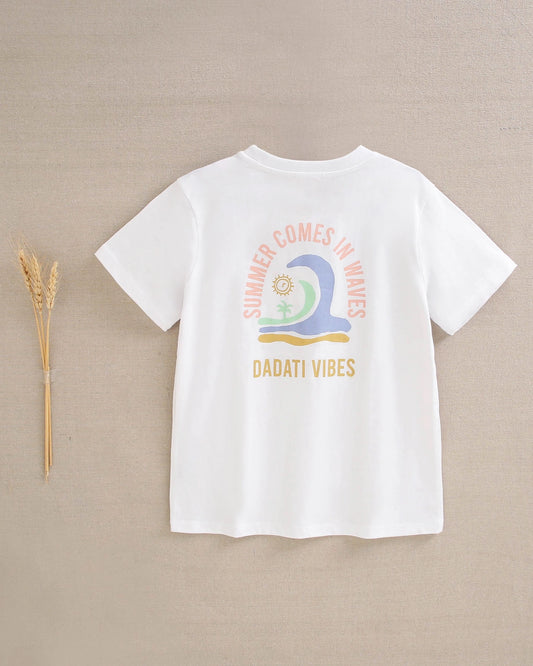 T-shirt maniche corte bianca "Vibes"