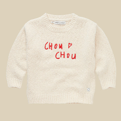 Maglione avorio stampa "Chou Chou"
