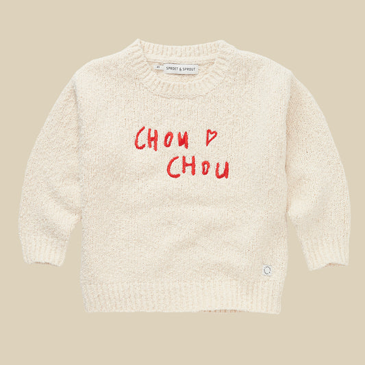 Maglione avorio stampa "Chou Chou"