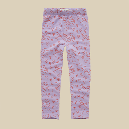 Leggings lavanda con cuori
