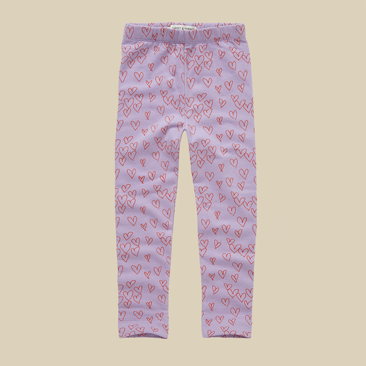 Leggings lavanda con cuori