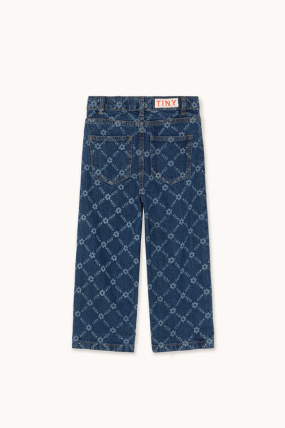 Jeans a fiori azzurri