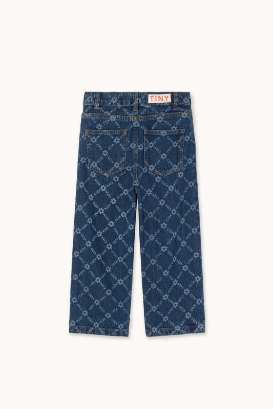 Jeans a fiori azzurri