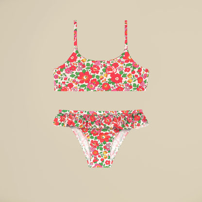 Bikini in Lycra Liberty fiori rossi