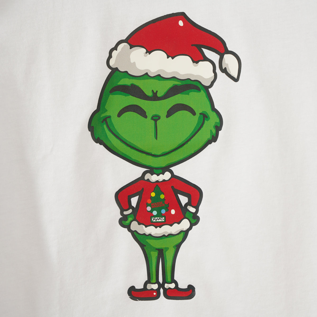 T-shirt Xmas bianca a manica lunga con Omino Grinch
