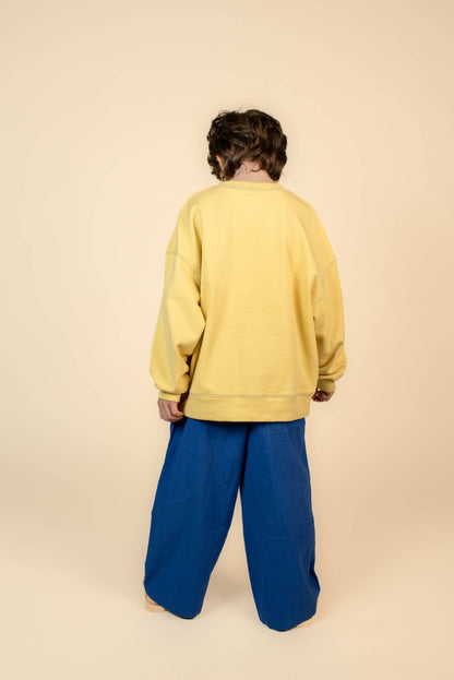 Pantaloni blu elettrico con faccia