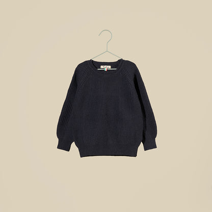 Maglione girocollo blu navy in lana