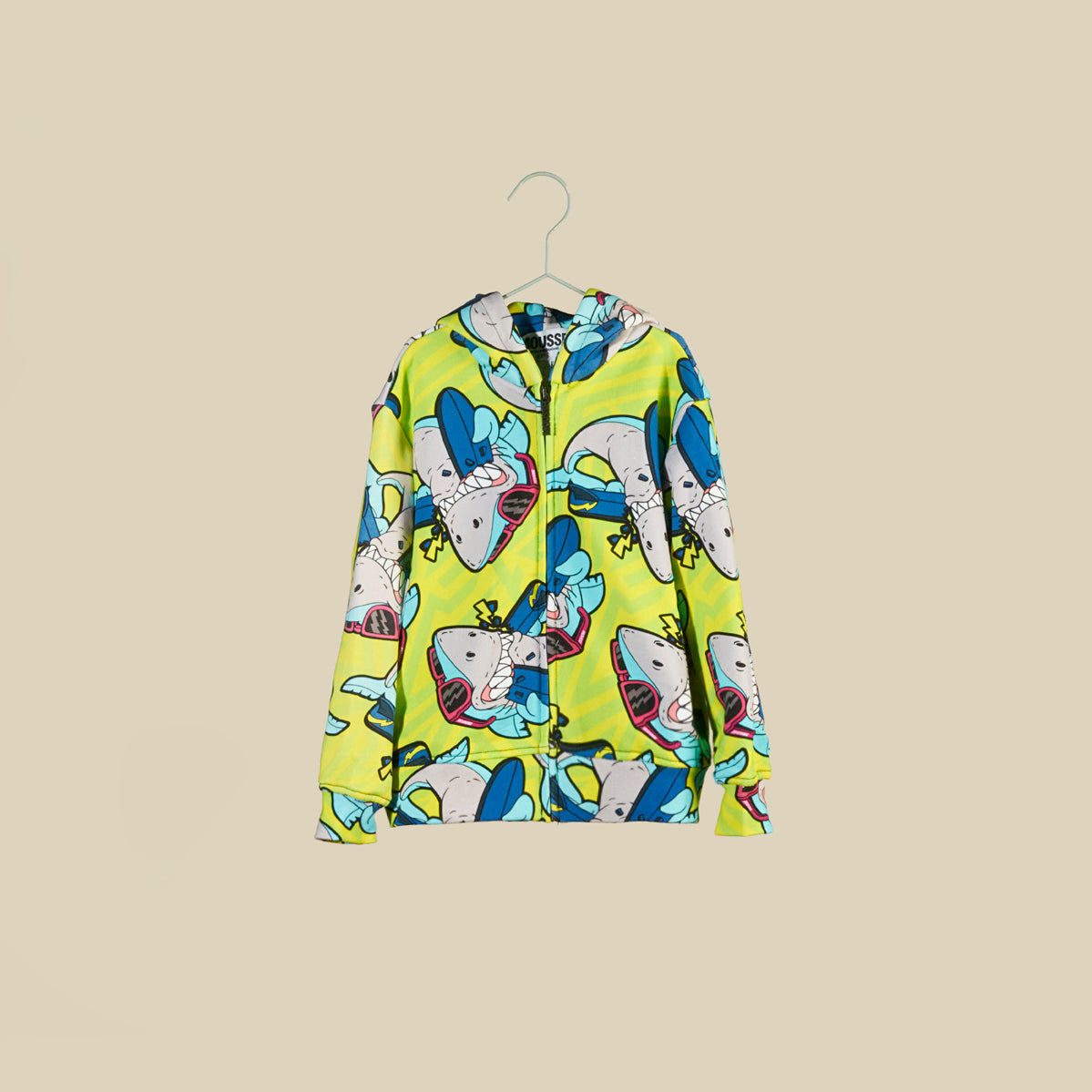 Felpa con zip e cappuccio fantasia Shark