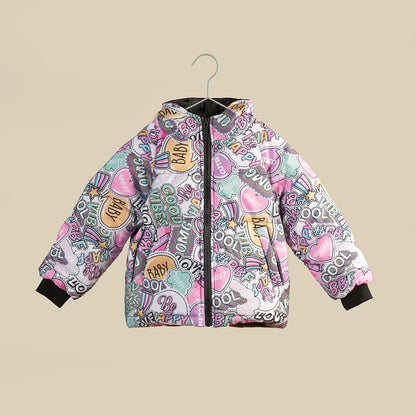 Piumino con cappuccio e zip, fantasia Lovely Cloud