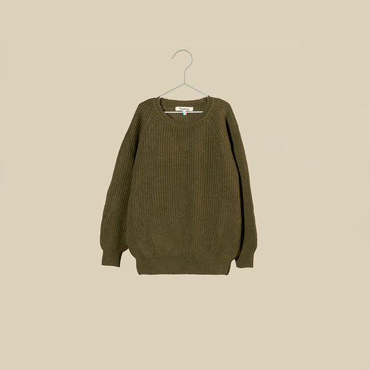 Maglione girocollo verde militare in lana