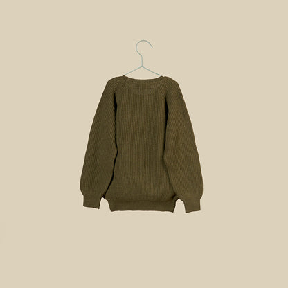 Maglione girocollo verde militare in lana